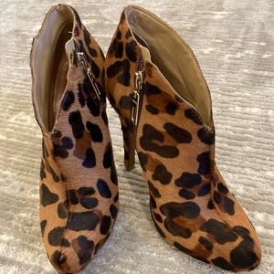 Schutz calf hair leopard bootie